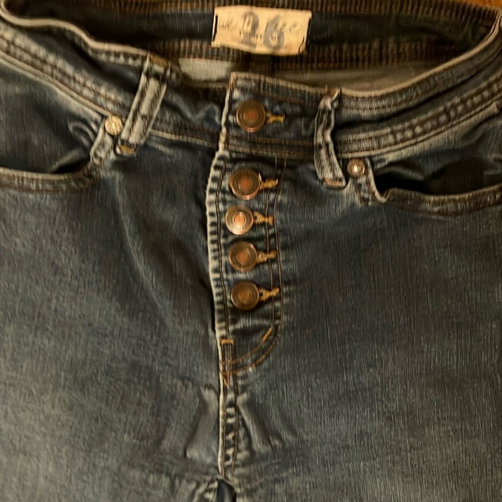 We the free 26 button fly jeans blue basic staples capsule slight flare